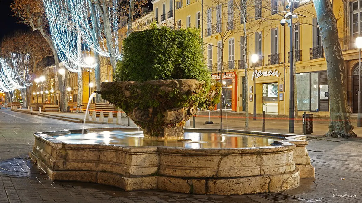 Cours Mirabeau with plane trees and historic fountains in Aix-en-Provence