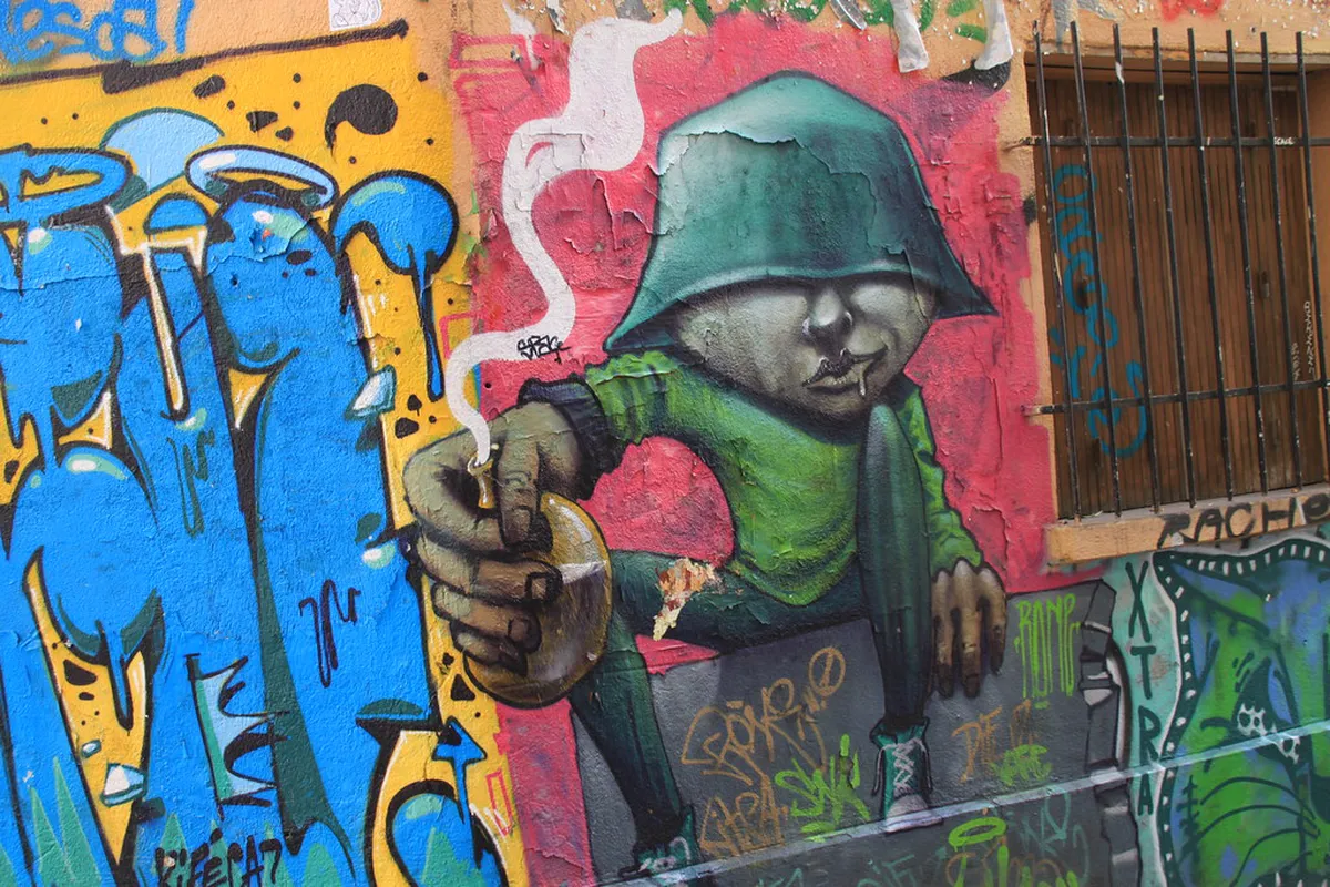 Colourful street-art murals on the walls of the Cours Julien quarter in Marseille, France