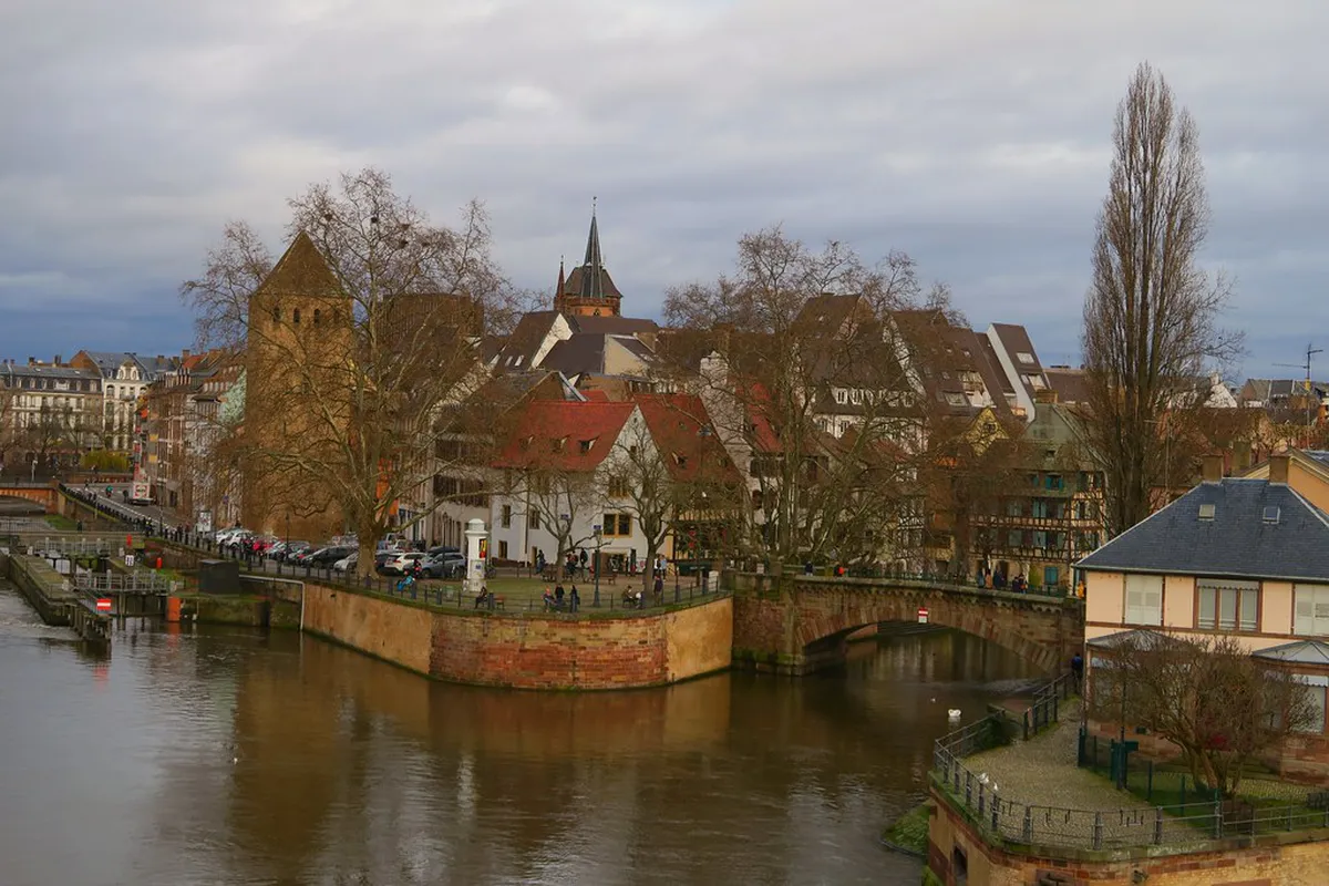 The Ponts Couverts in Strasbourg — medieval bridges and square towers across the River Ill at the entrance to Petite France