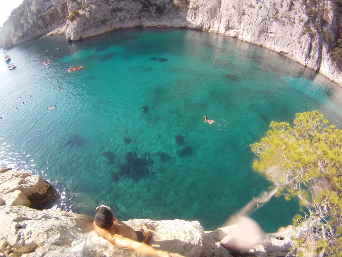 En Vau turquoise inlet limestone cliffs Calanques Mediterranean beach