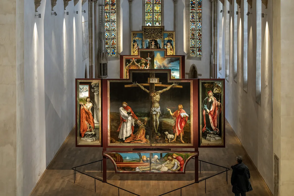 Historic Dominican convent courtyard and Unterlinden Museum Colmar architecture