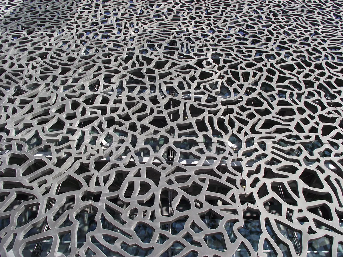 Modern J4 footbridge and MuCEM esplanade with Mediterranean Sea views in Marseille