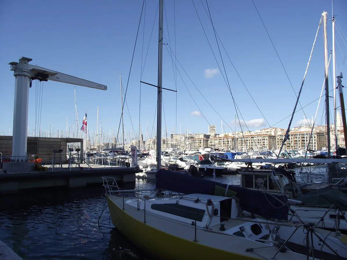 Boats moored in the Vieux-Port harbour of Marseille