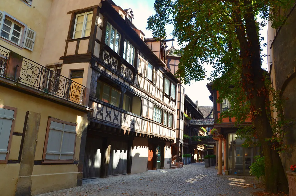 14th-century Cour du Corbeau courtyard in Strasbourg