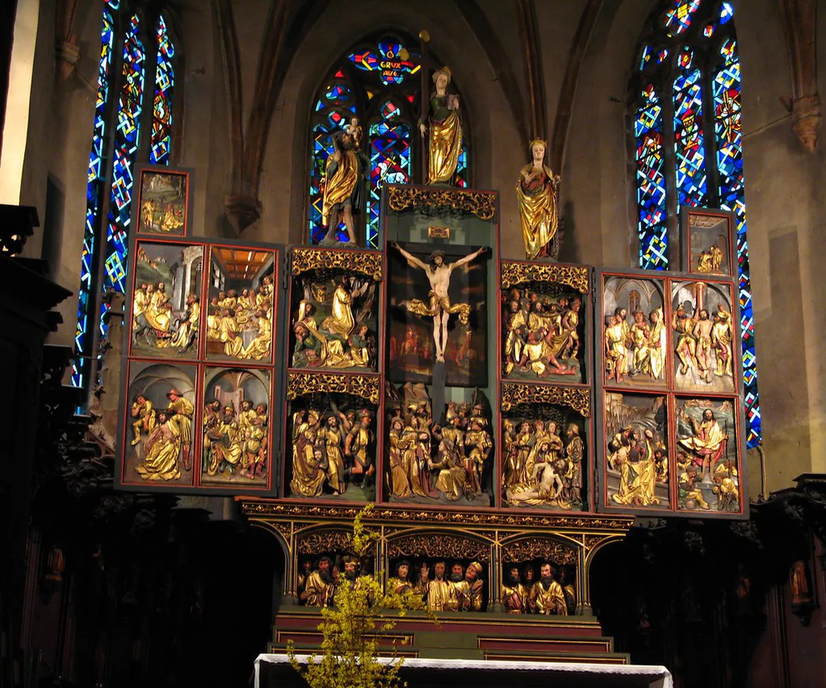 Kaysersberg museum interior with historic church architecture and cultural exhibits