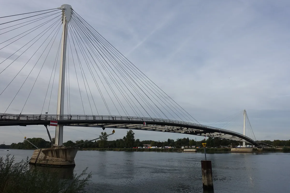 Passerelle des Deux Rives pedestrian bridge over Rhine connecting Kehl and Strasbourg