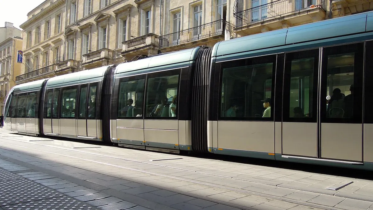 A tram passing through central Marseille