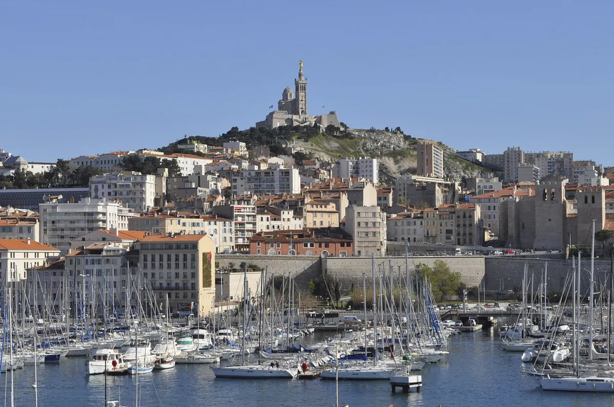 Boats moored in the Vieux-Port harbour of Marseille