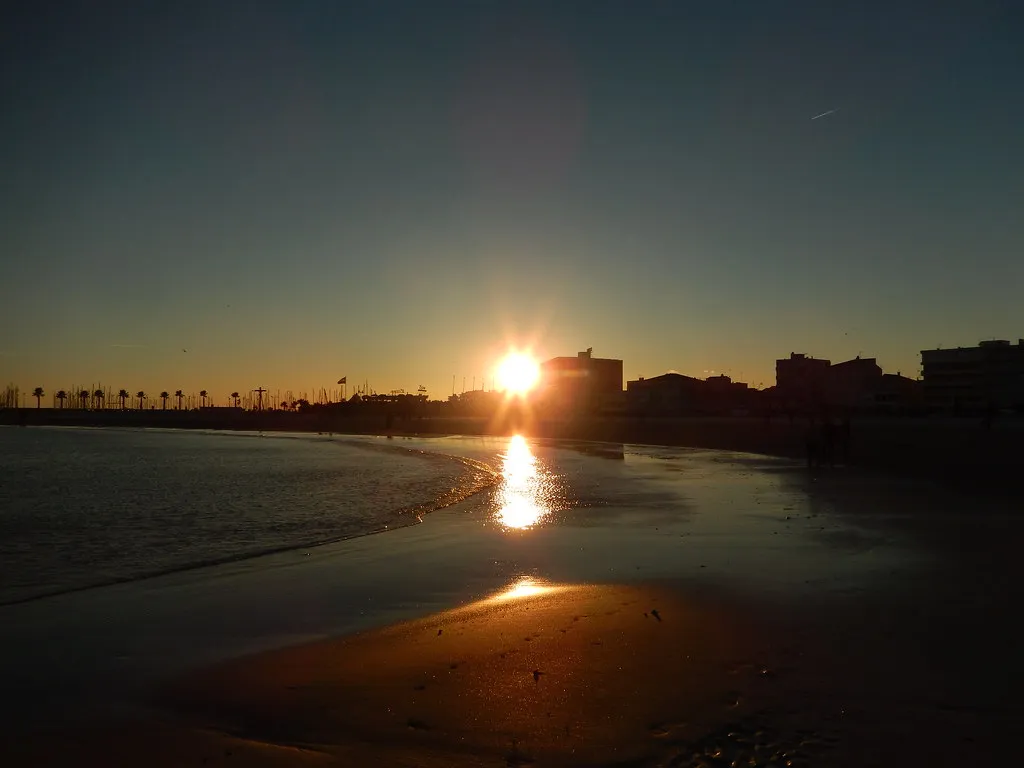 View of a sandy Mediterranean beach near Montpellier, southern France
