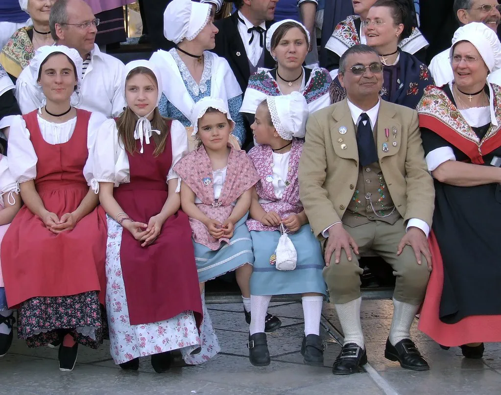 View of a summer festival filling the city squares in Montpellier, southern France