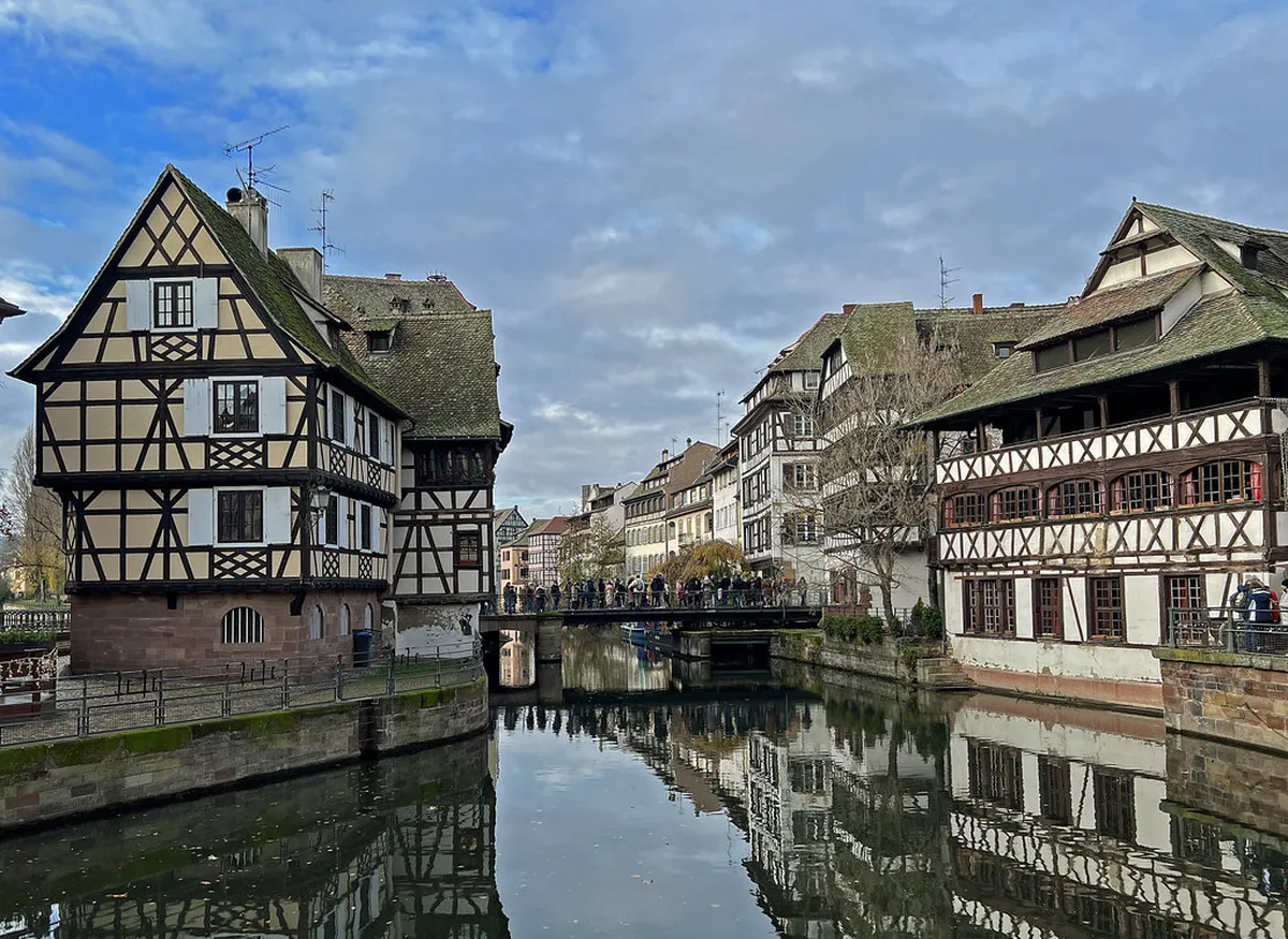 Strasbourg's Petite France district with canal and traditional Alsatian architecture