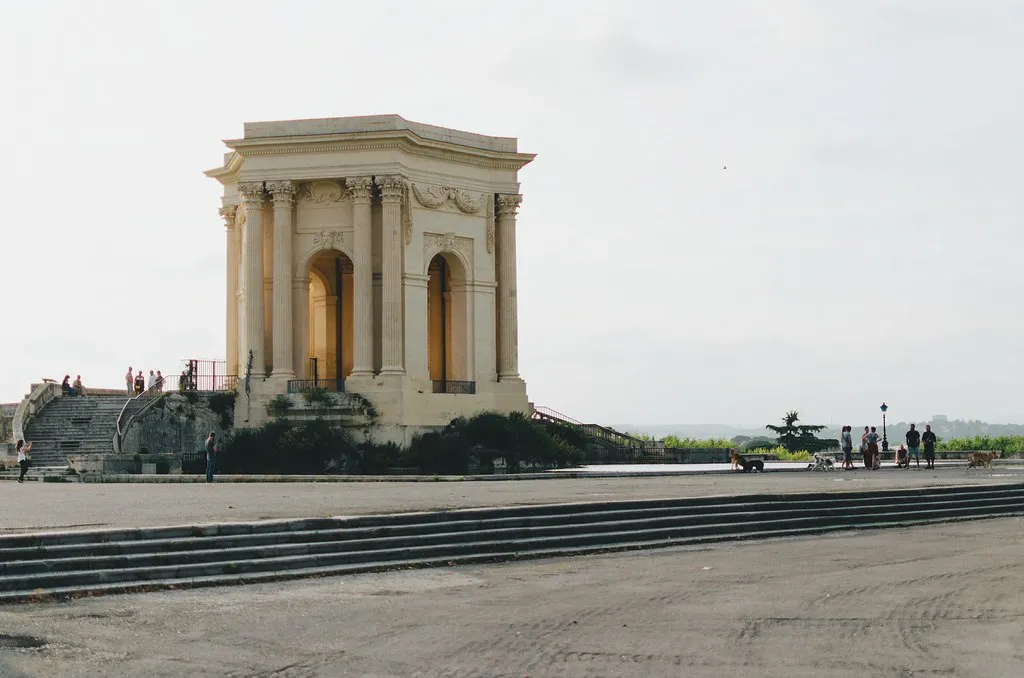 View of the Promenade du Peyrou and Saint-Clément Aqueduct in Montpellier, southern France
