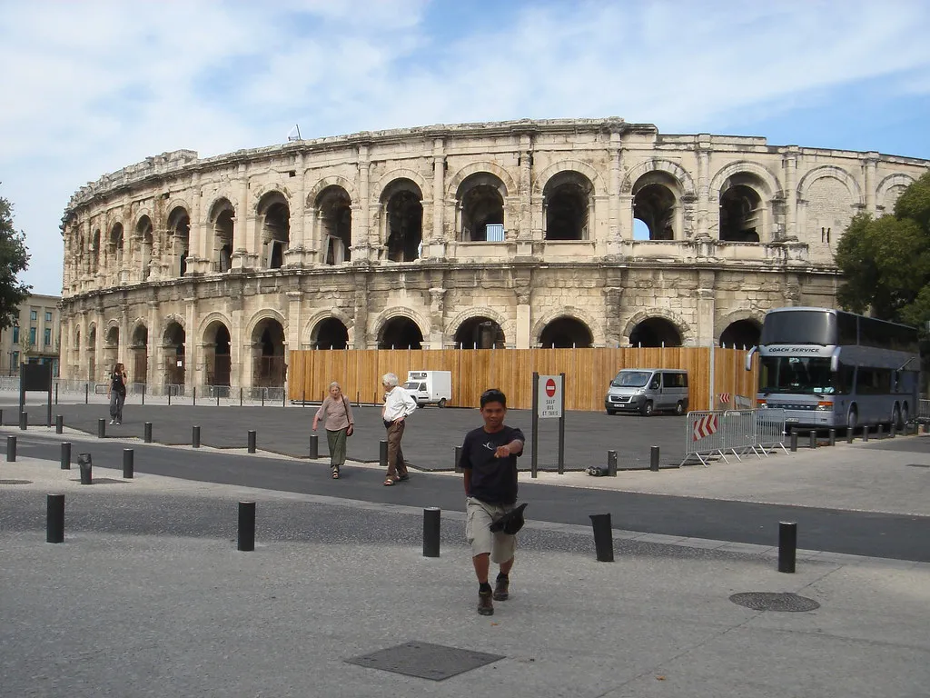 View of a historic residential neighborhood in Montpellier, southern France